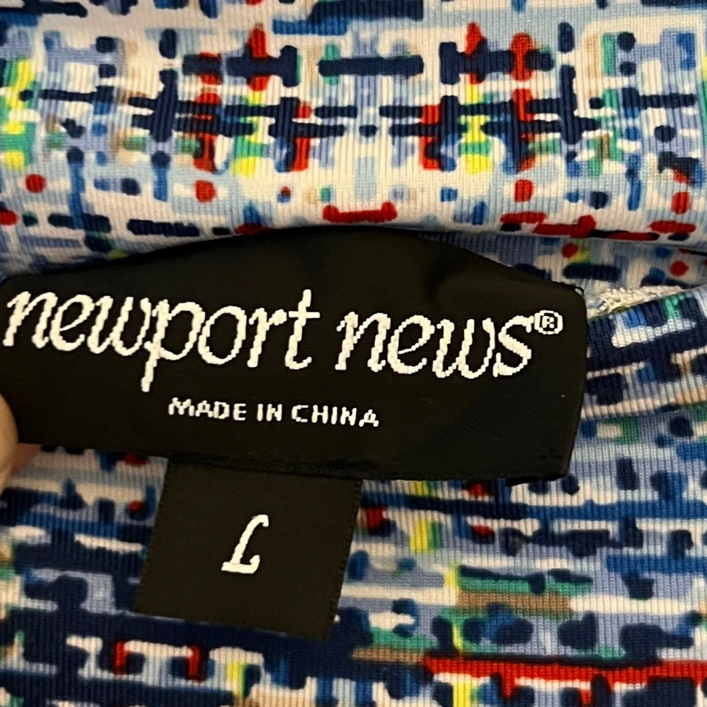 NEWPORT NEWS Women’s Blue Scribble Print Wide Leg Casual Pants Size L - Image 3