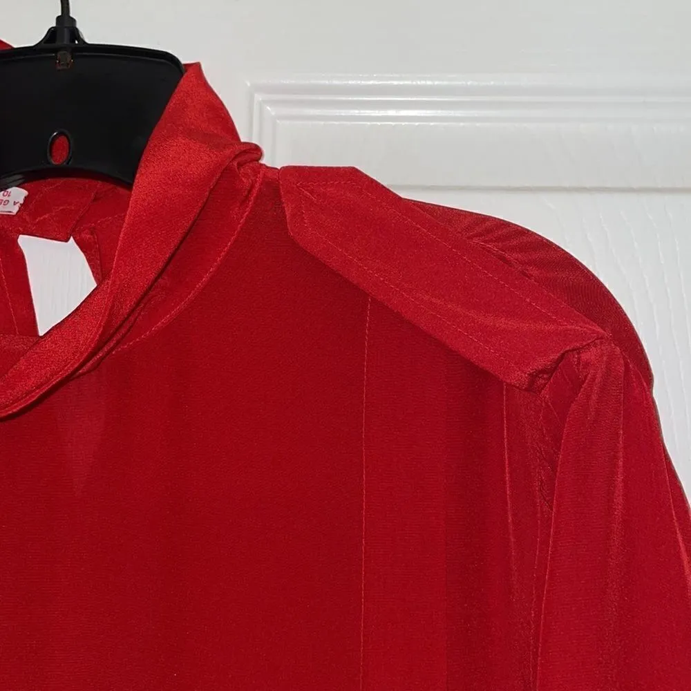 See by Chloe Long Sleeve Red Silk Dress with pockets - Image 3