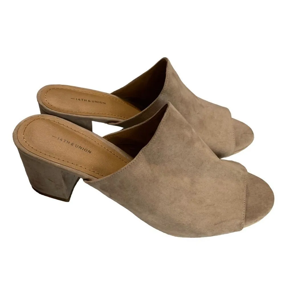 14th & Union Hayzel Suede Block Heel Mule Mushroom - Size 9‎ - Image 10