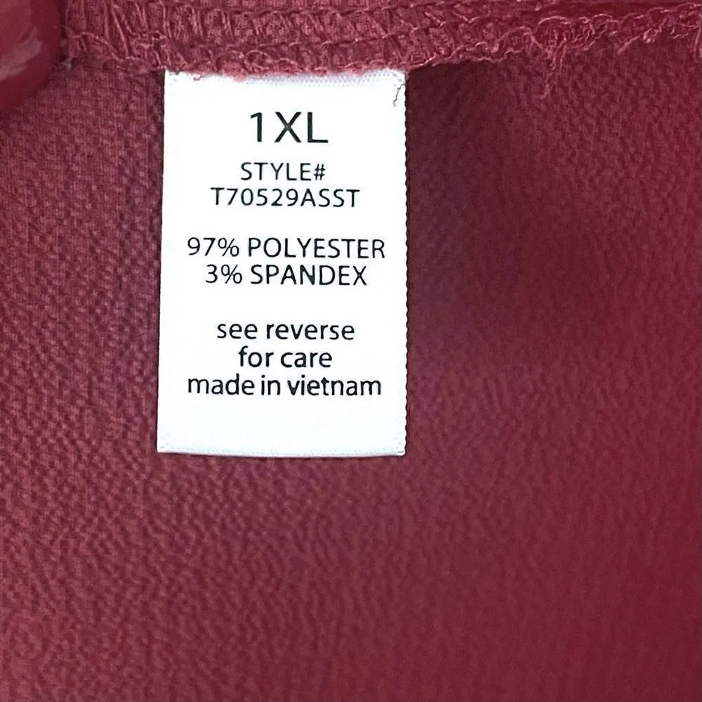 Active USA Cranberry Red V Neck Flutter Sleeve Top Sz 1X - Image 6