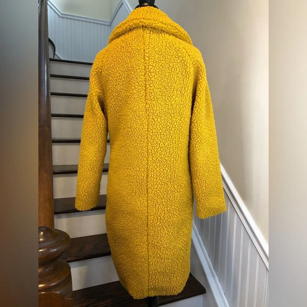 LUCKY BRAND Golden Long Line Sherpa Teddy Pea Coat w Snap Closure & Hand Pockets - Image 6