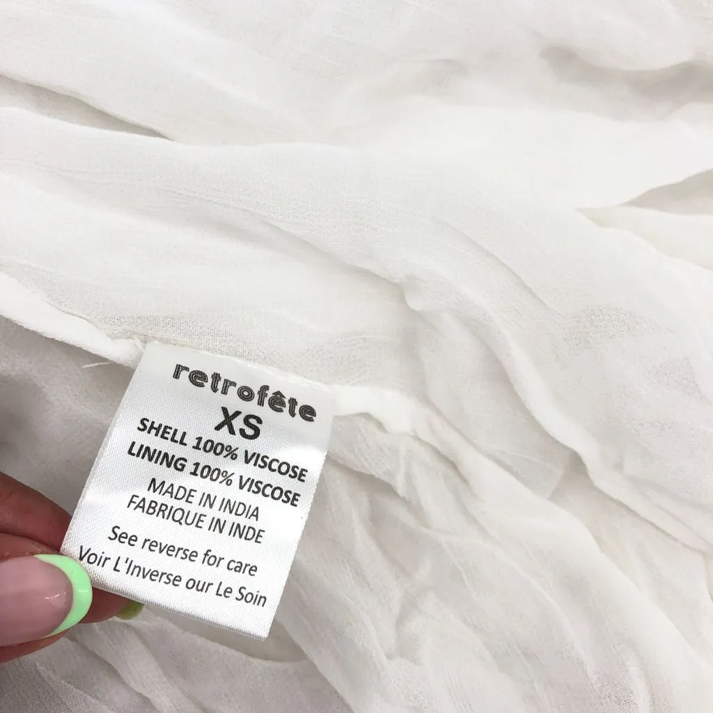 RETROFETE CHLOE EMBELLISHED SILK CHIFFON DRESS WHITE XS‎ - Image 10