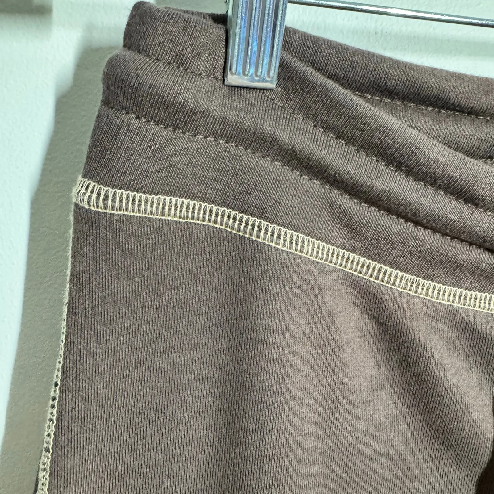 Edikted Sweatpants Women M Brown Exposed Stitching Flared Y2K Rope Tie Casual - Image 8