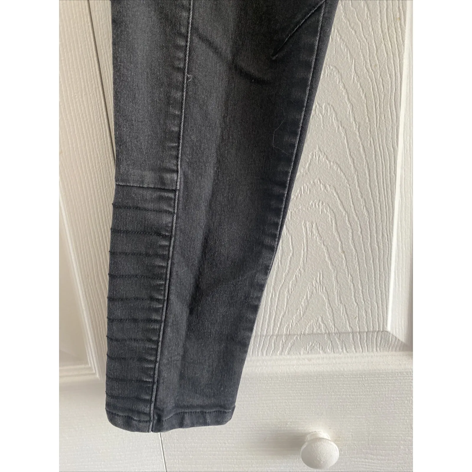 Free People Women's 26 Charcoal Gray Skinny Jeans Moto High Rise Stretch Cig - Image 4