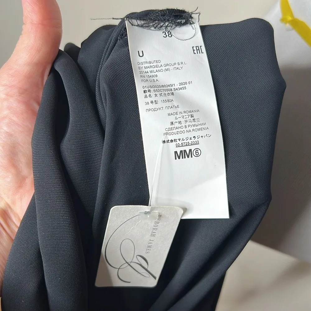 MM6 Maison Margiela Black Pucker 3/4 Sleeve Midi Dress Size 2 - Image 8