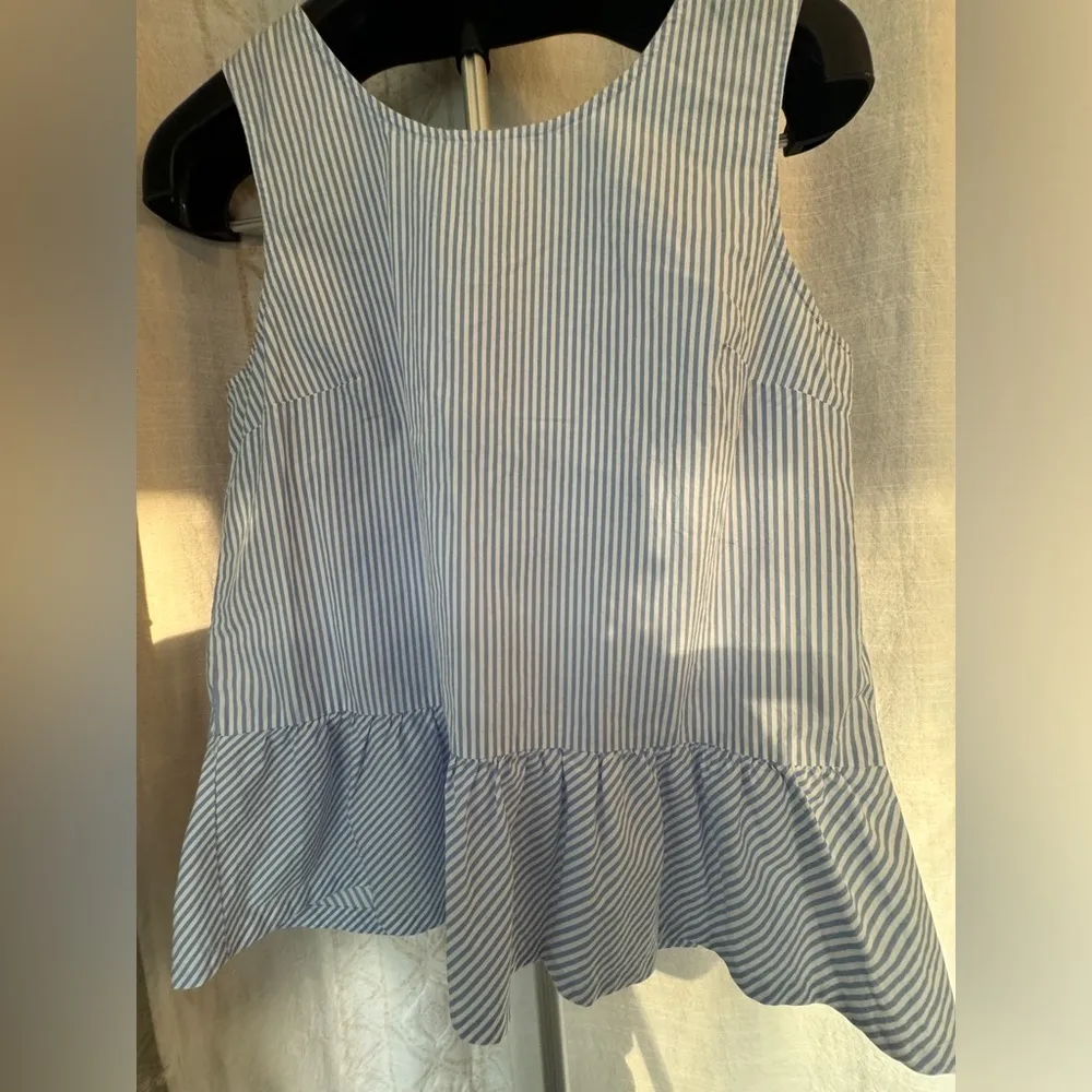 J. Crew Blue & White Striped Bow Tie Back Peplum S - Image 3