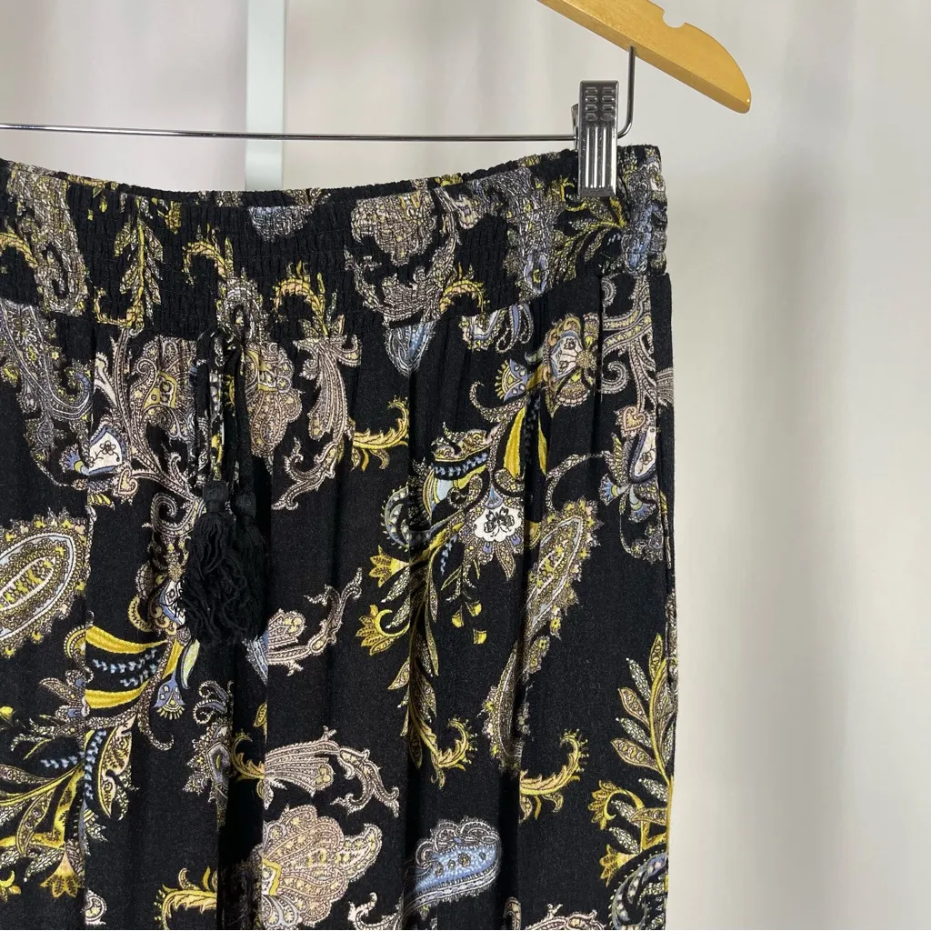 Xhilaration Women's Large Black Gold Paisley Joggers Harem Pants Boho Hippie - Image 7