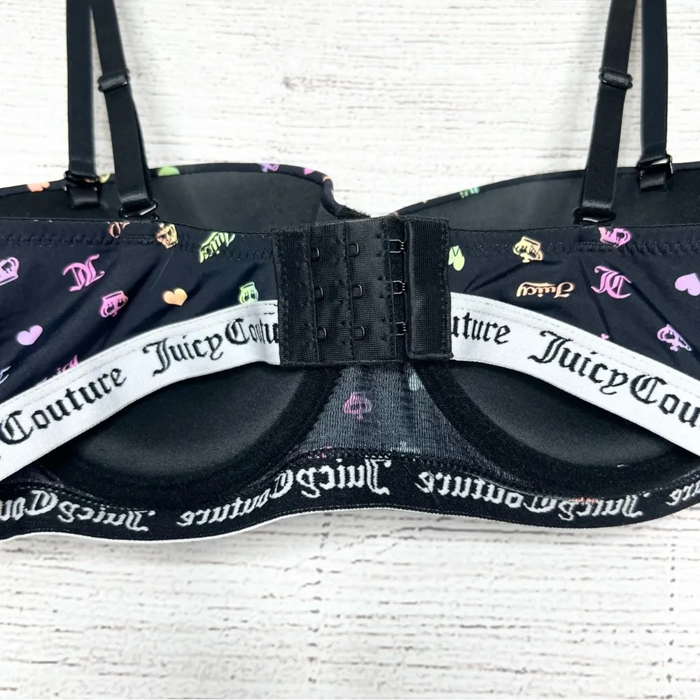Juicy Couture Black Rainbow Logo Print Push Up Bra Size 36C - Image 6