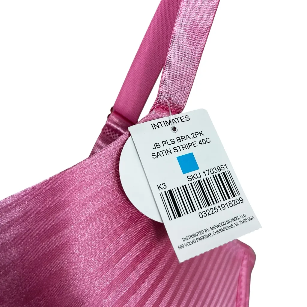 NWT Just Be Bra Womens 40C Pink Satin Stripe Underwire Adjustable Barbiecore - Image 3