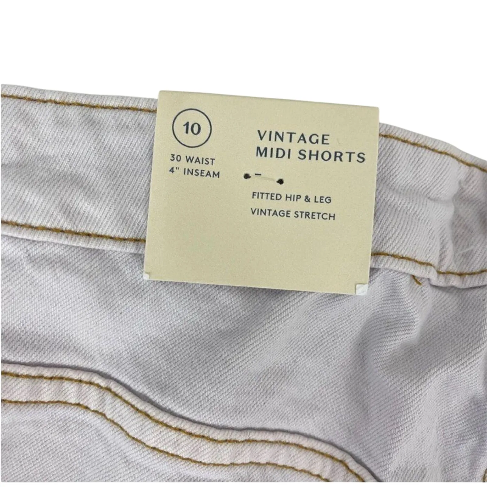 UNIVERSAL THREAD Off White High Rise Vintage Midi Jean Shorts Size 10 New w/ Tag - Image 10