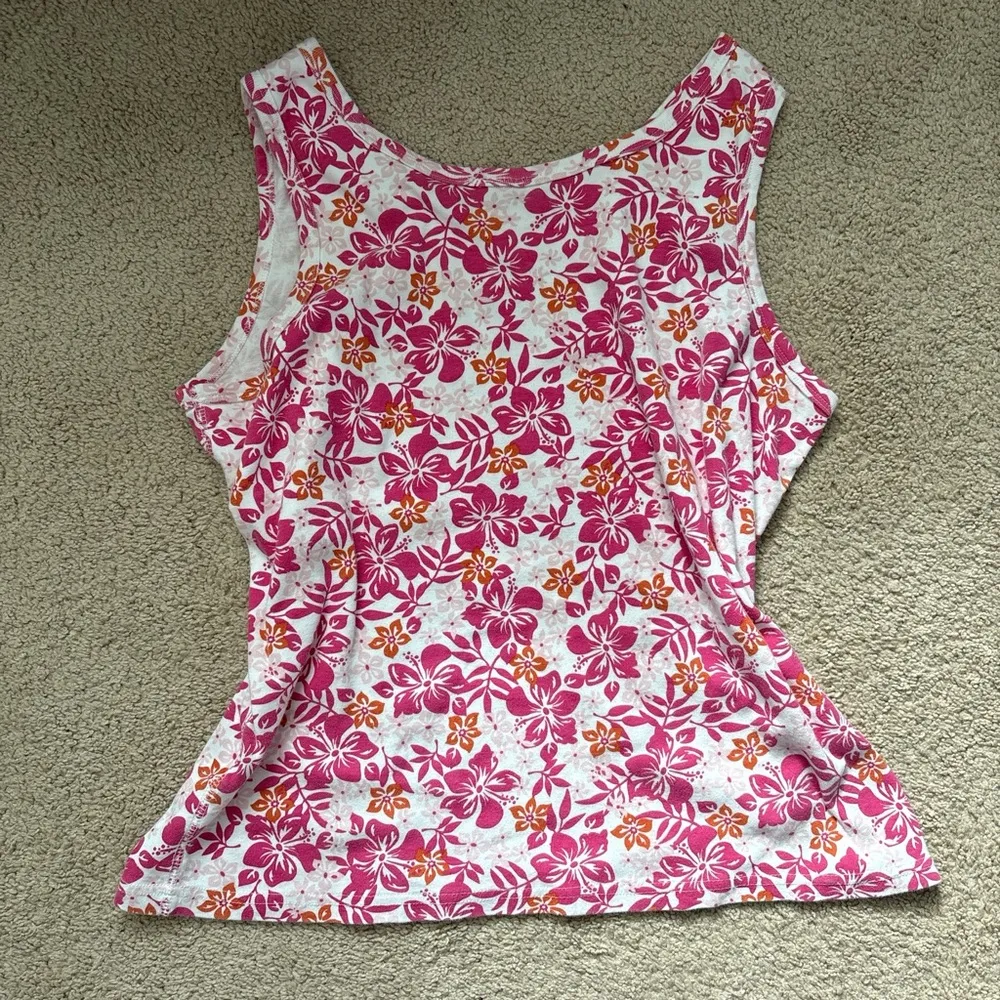 Floral Hawaiian Tank Top Pink Size L - Image 2