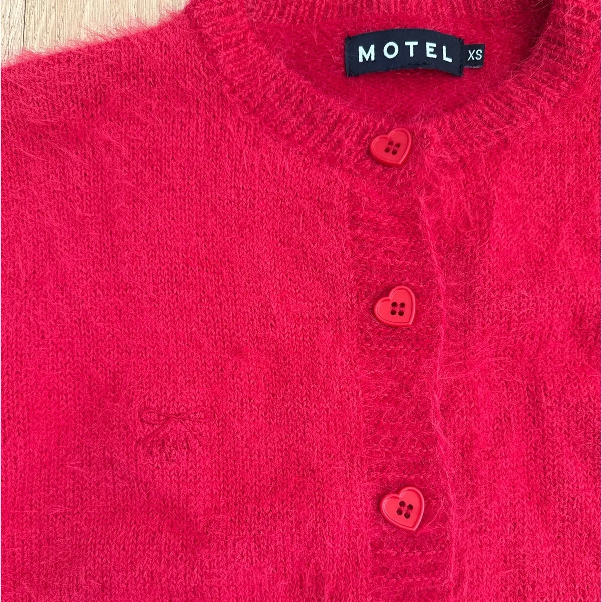Motel Cardigan Fluffy Audrina Size XS Red - Image 2