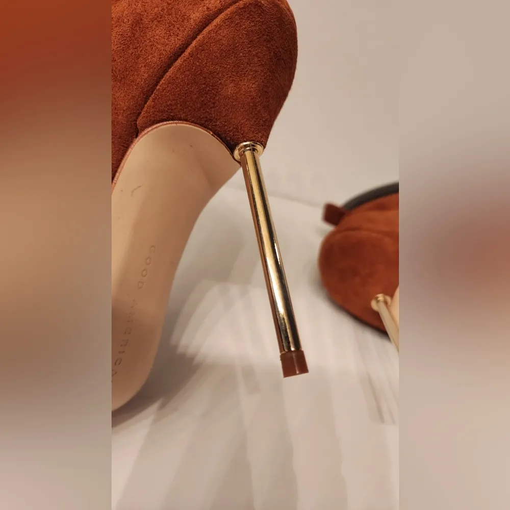Good American Shoes Good American Brown Suede Booties Lace Up Stiletto Size 8.5 - Image 14