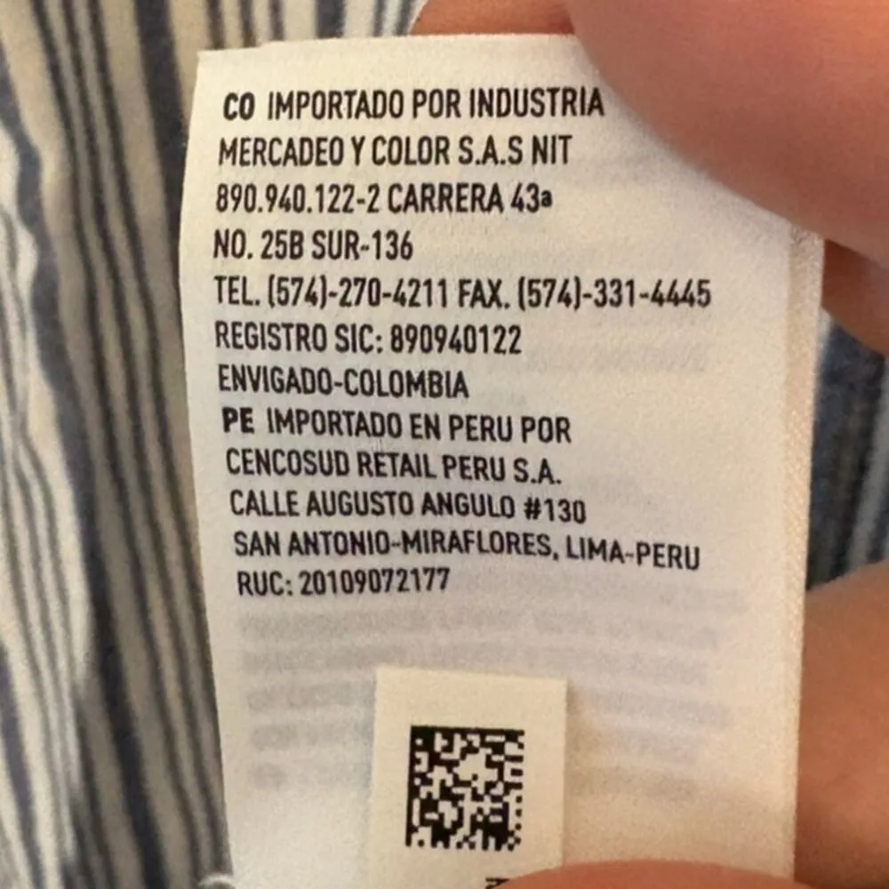 American Eagle Button Up Short Sleeve Shirt Linen Blend Stripe Navy White Medium - Image 6