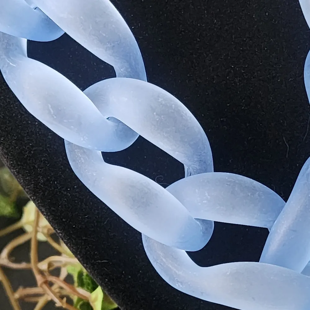 Chunky Light Blue Acrylic Chain Link Statement Necklace Earrings Set New - Image 3