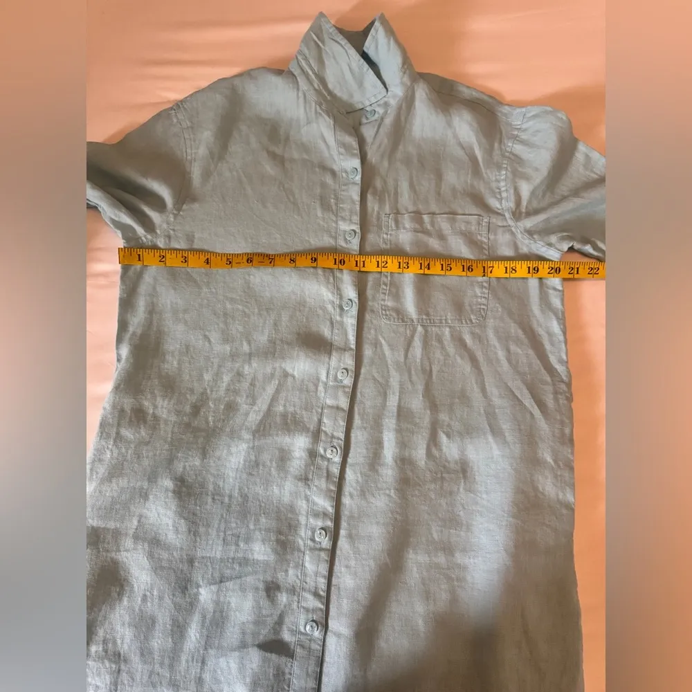 The Drop 100% Linen Women's Long Sleeve Oversized Shirt Dress Size Small F23 Blue - Image 12