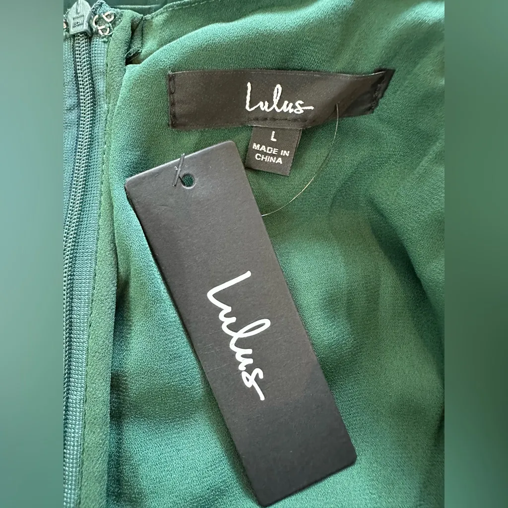 LuLu’s Remarkable Sensation Emerald Green Puff Sleeve Tiered Midi Dress Size L Size L - Image 9