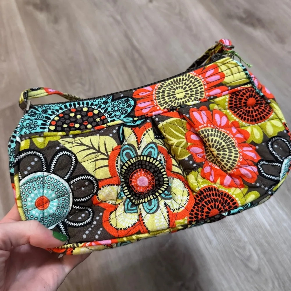 Vera Bradley Frannie Purse Bag Flower Shower Quilted Pink Green Blue - Image 4
