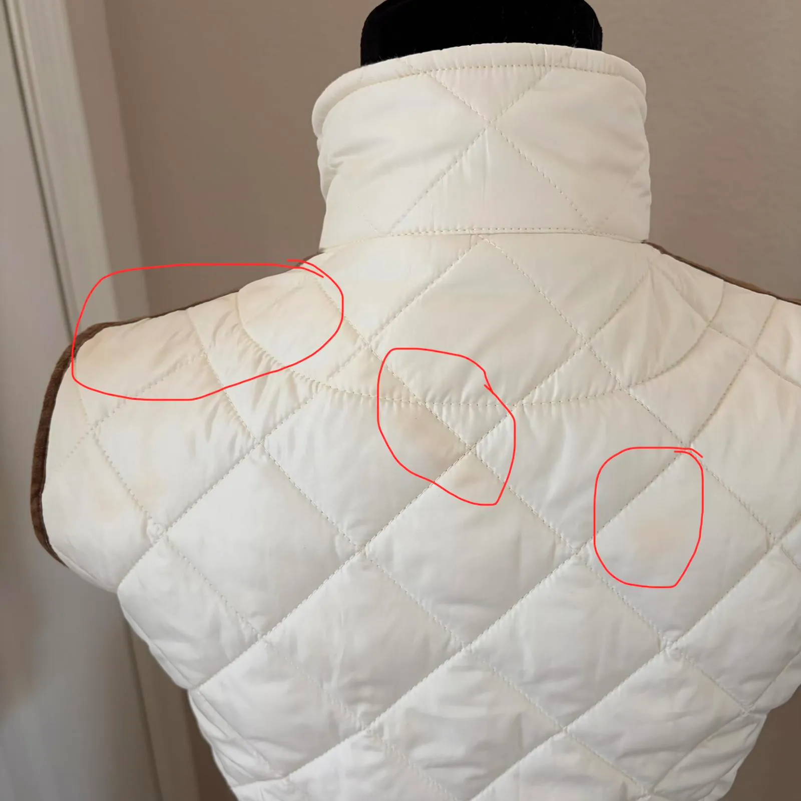 Polo Ralph Lauren Quilted Vest Suede Full Zip Ivory Women's Size XS - Image 4