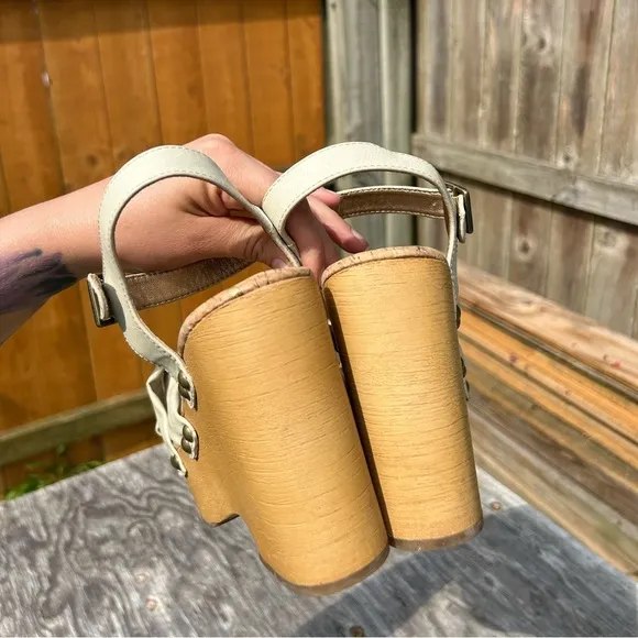 - Korks‎ Women's Dawson Wedge Platform Sandals Off White Size 8 - Image 4