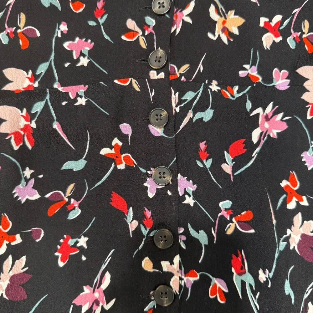 Madewell Petite V-Neck Button-Front Mini Dress in Drifting Flowers Size 8 EUC - Image 8