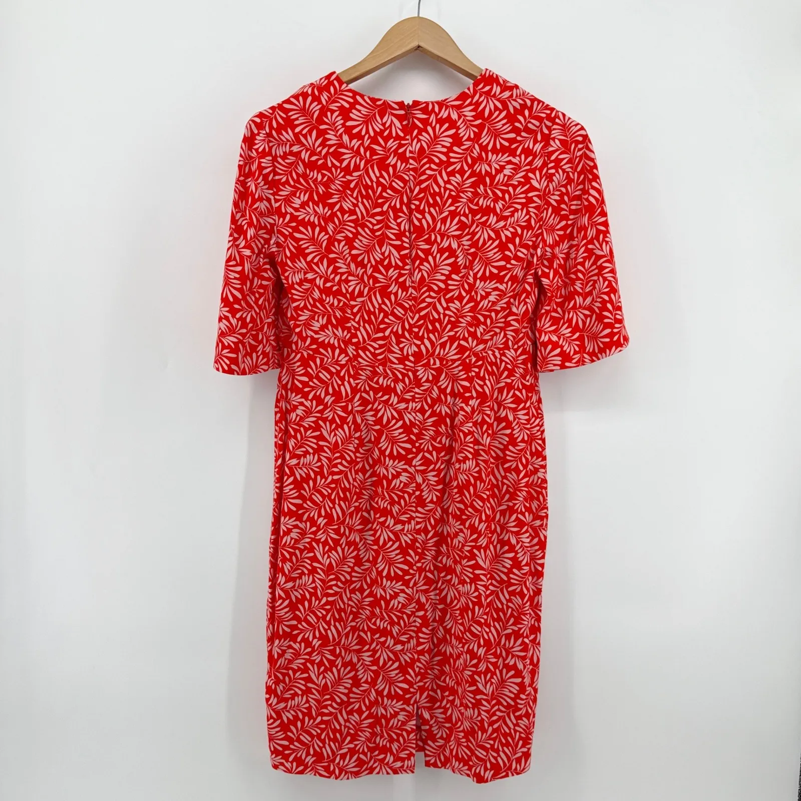 NWT Boden Ines Red White Leaf Print Flutter Sleeve Petite Dress SZ 6P No Belt - Image 8