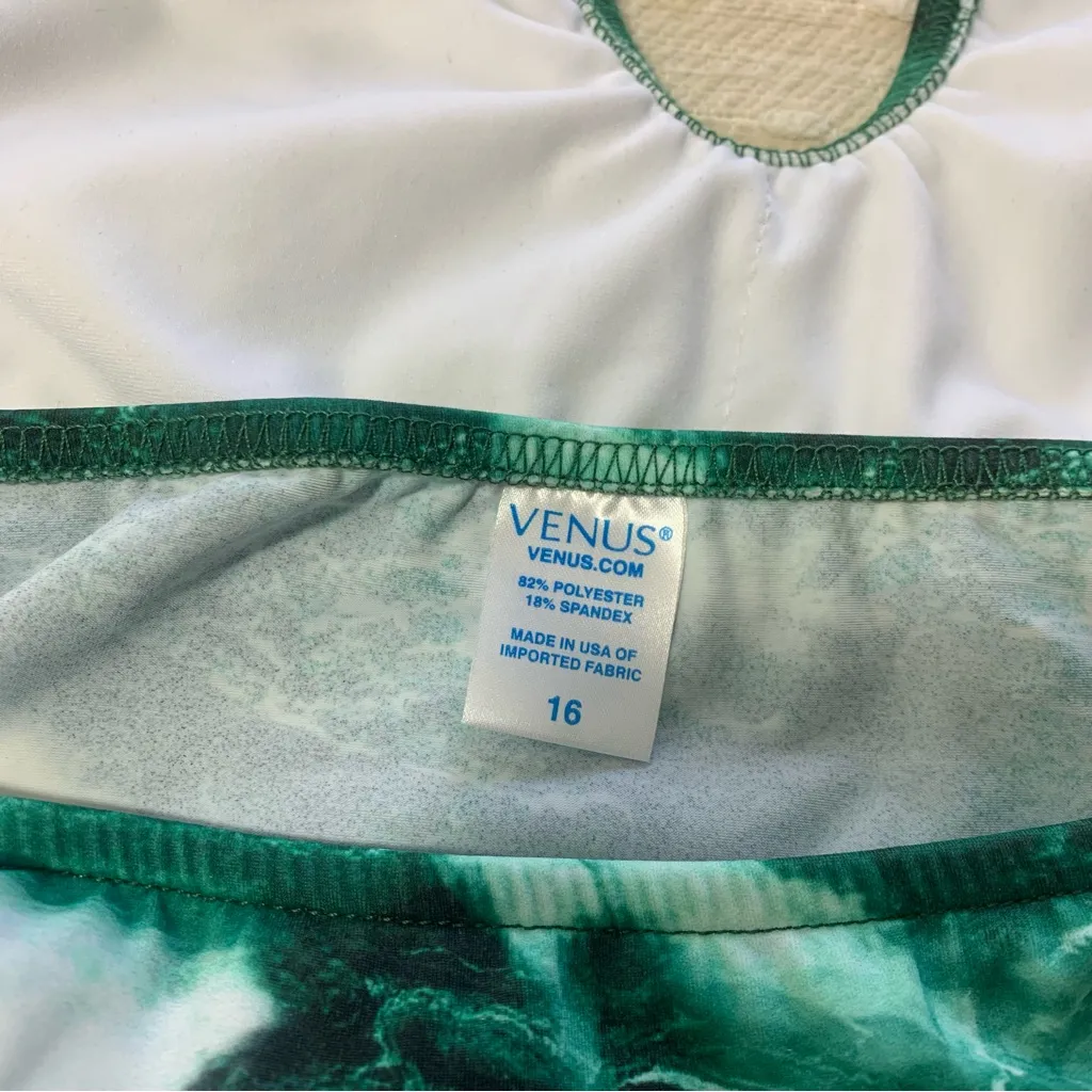 Venus‎ Womens Swimsuit Bikini Size 16 Green&White - Image 7