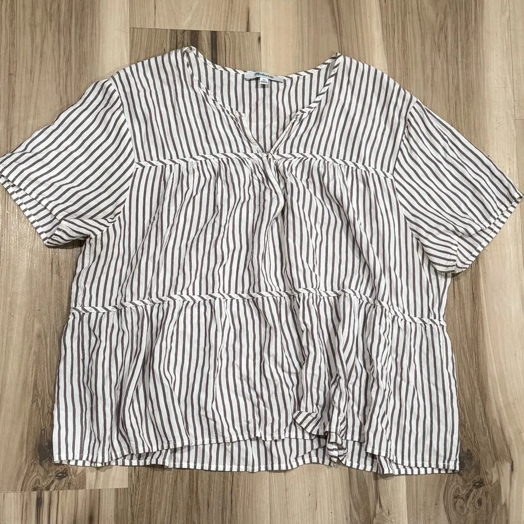 Madewell Seamed Popover Top In Dunfield Stripe Women’s XL - Image 2