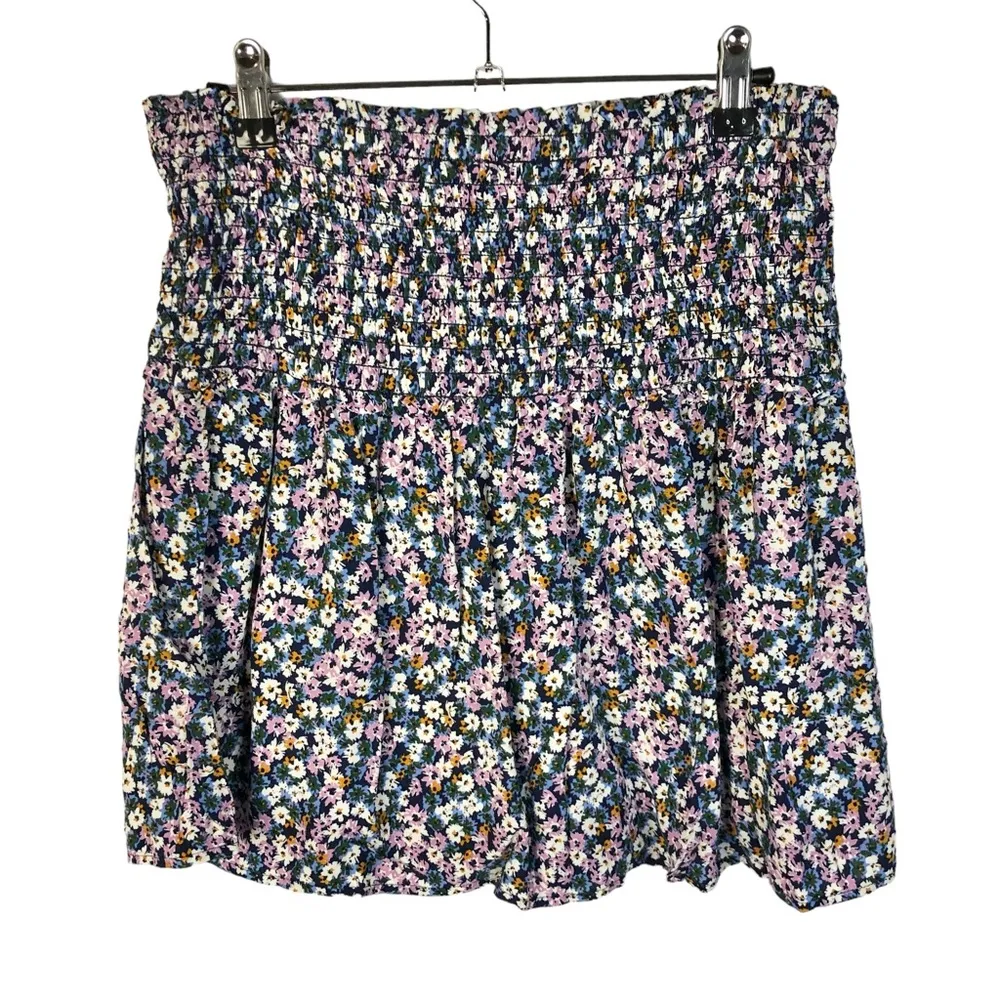 Arizona Purple & Blue Ditsy Floral Smocked Mini Skirt M - Image 2
