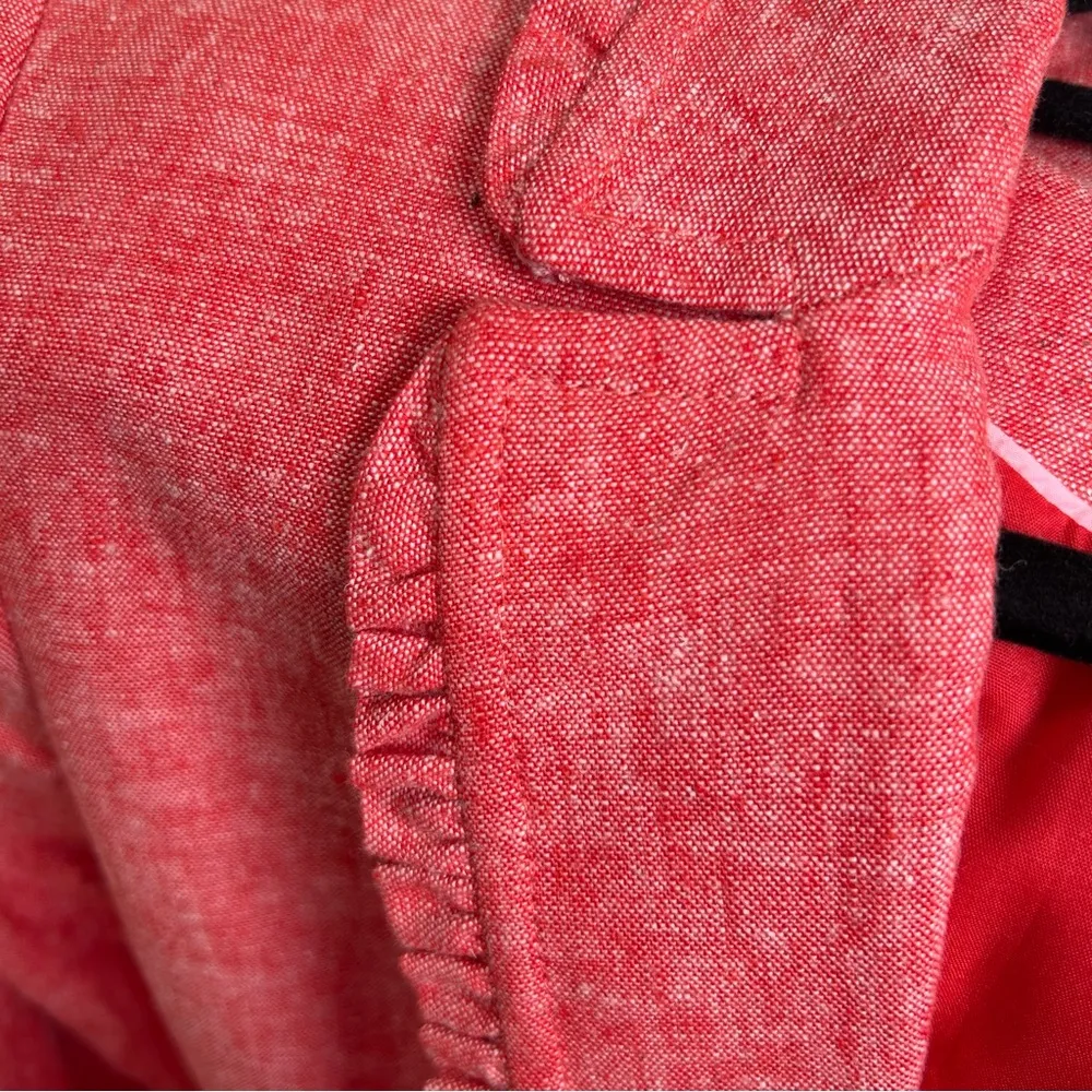 Boden Mina Ruffle Trim Linen Blazer Salmon Red Size 2P - Image 7