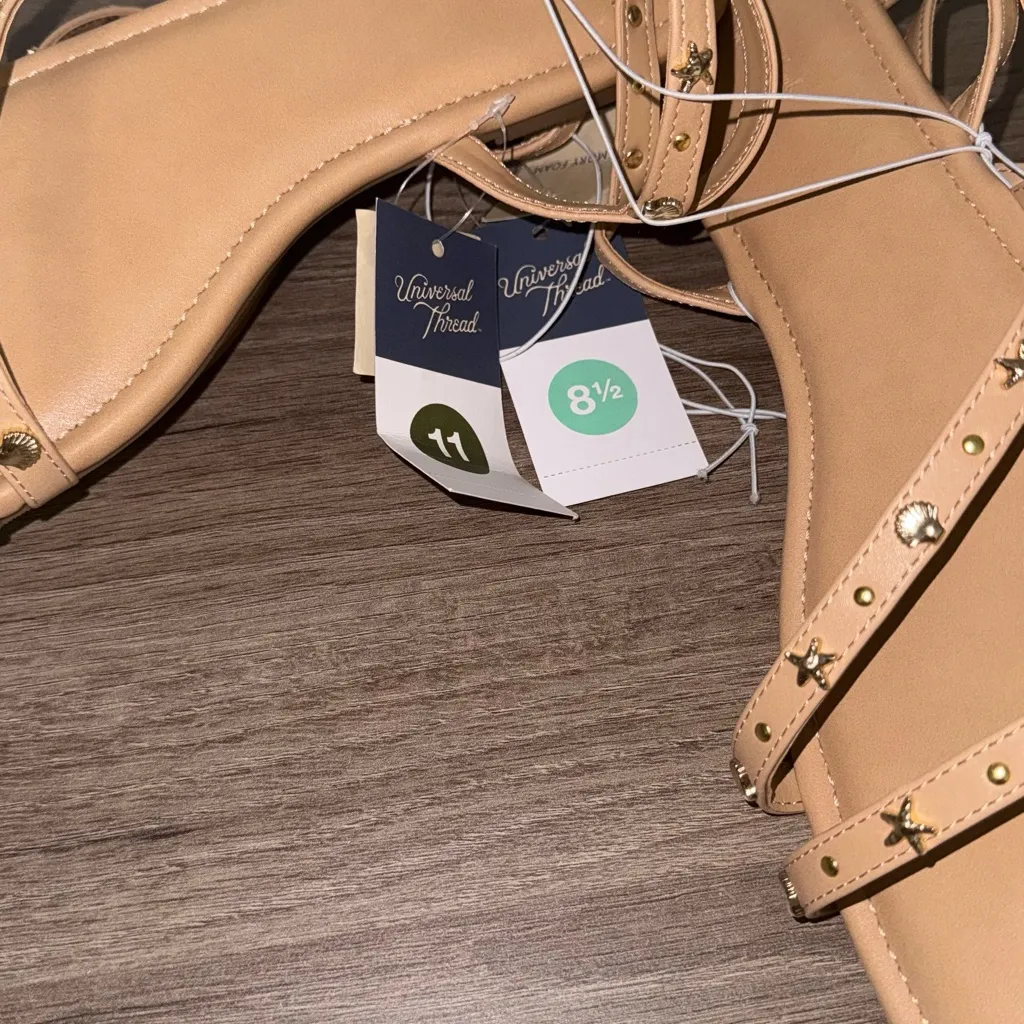 Universal Thread Beige Sandals with Gold Studs - Image 2