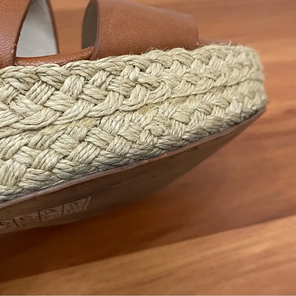 Michael  Giovanna Wedge Luggage Color Brown Leather Sandals Size 8 - Image 16