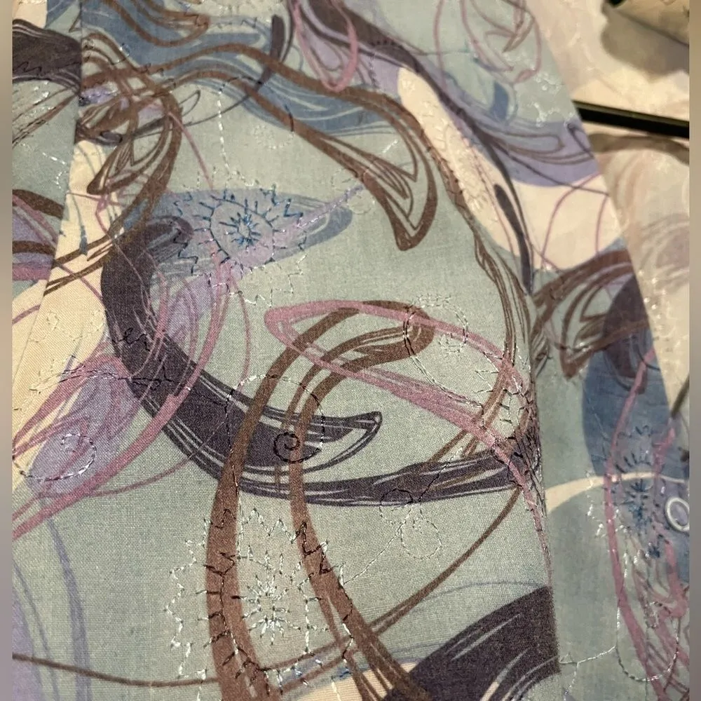 Uniform Advantage Blue Embroidered Brush Stroke Beauty Snap Button Medical Scrub - Image 2