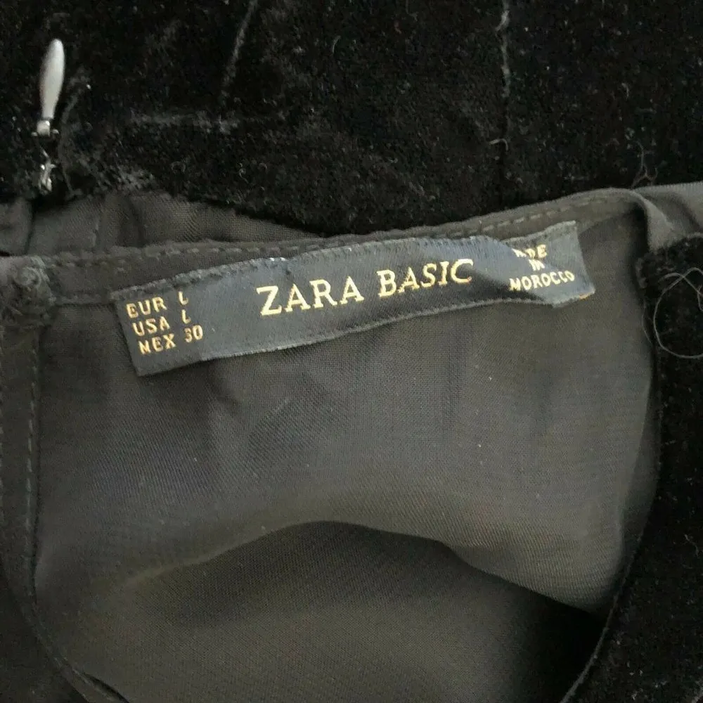 Zara Womens Jumpsuit Wide Leg Velvet Sheer Back Sleeveless Black Size L - Image 3