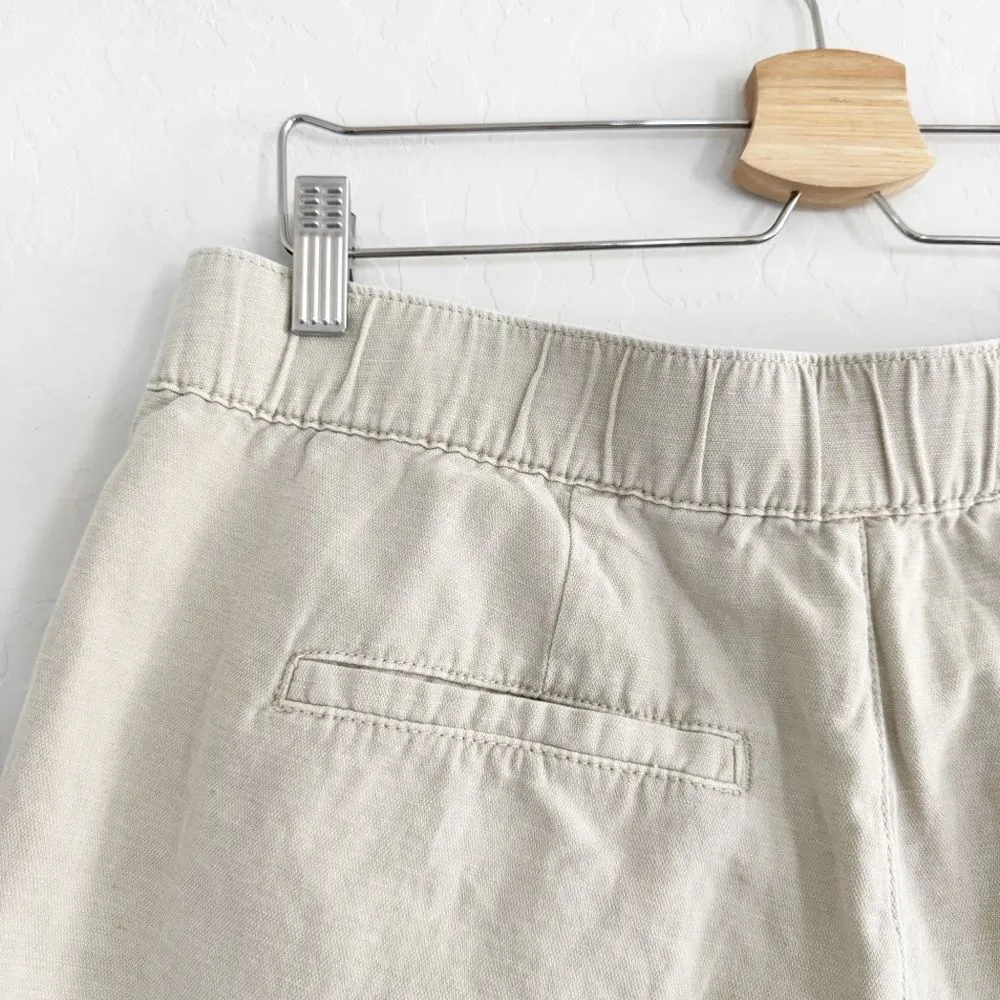 JOIE Pleated High Rise Linen Blend Shorts In Rainy Day Cotton Size L - Image 9