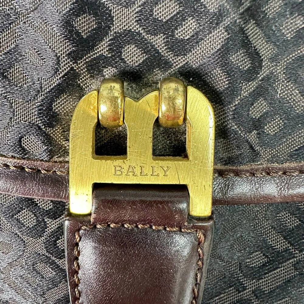 Bally Vintage Shoulder Bag Tote Gold Brown Leather - Image 5