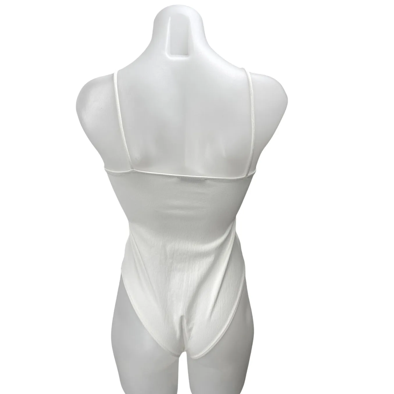 Zara Women's White Sleeveless Twist Cutout Bandeau Cami Bodysuit Top Size M - Image 2