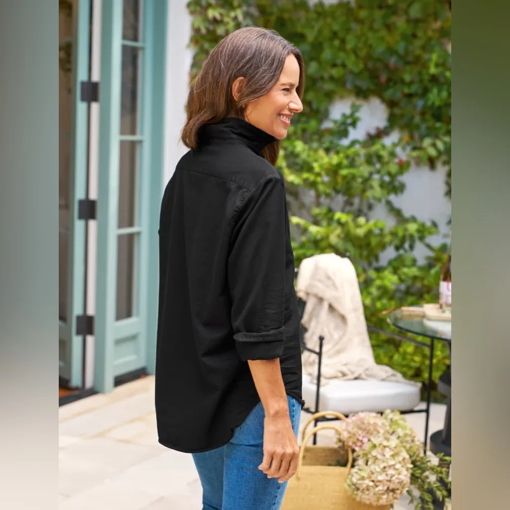 Frank & Eileen Eileen Relaxed Button Up Shirt Famous Denim in Black, Size Small - Image 2