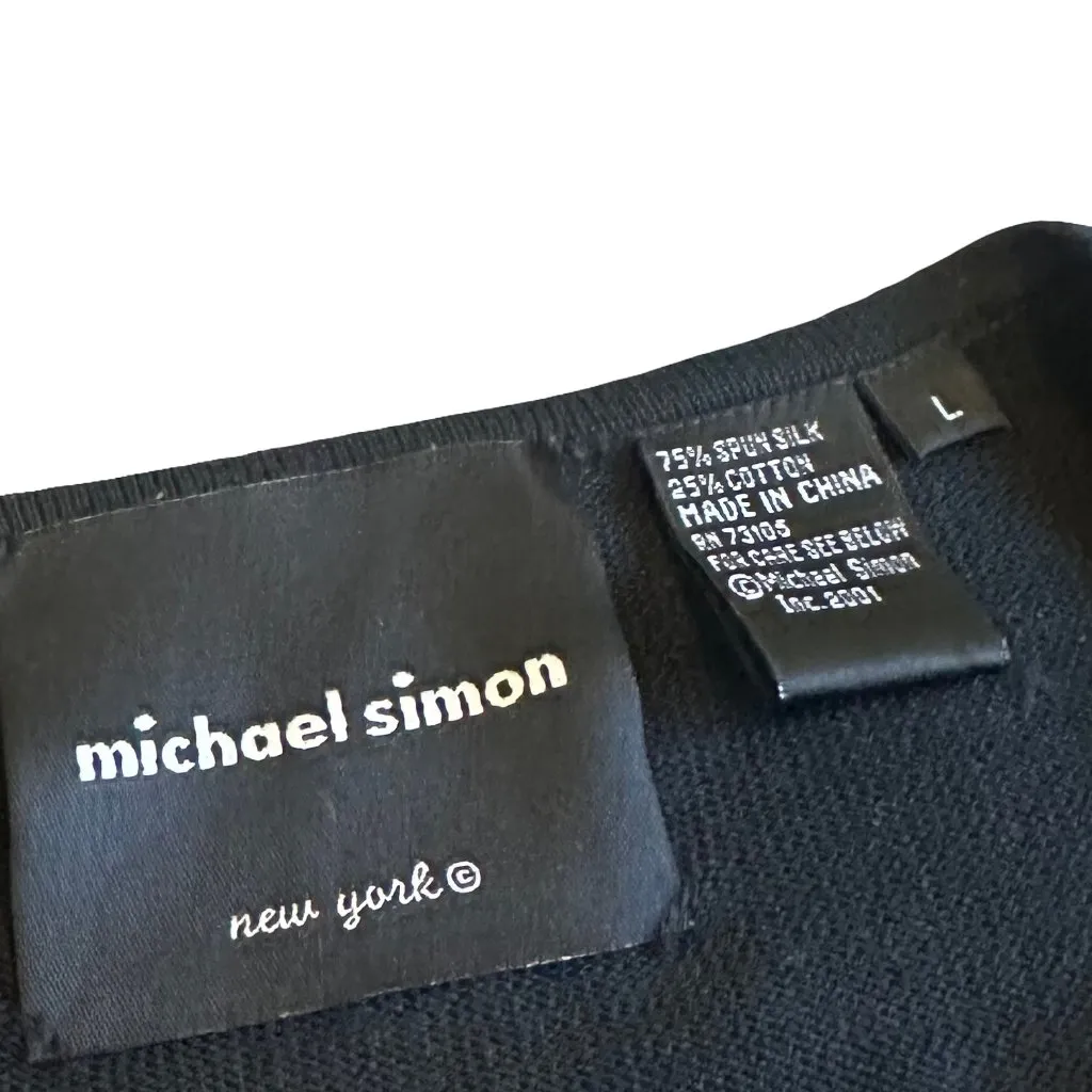 Michael Simon Vintage Retro Cardigan Sweater Turquoise Beaded Gecko Frog Large Black - Image 7