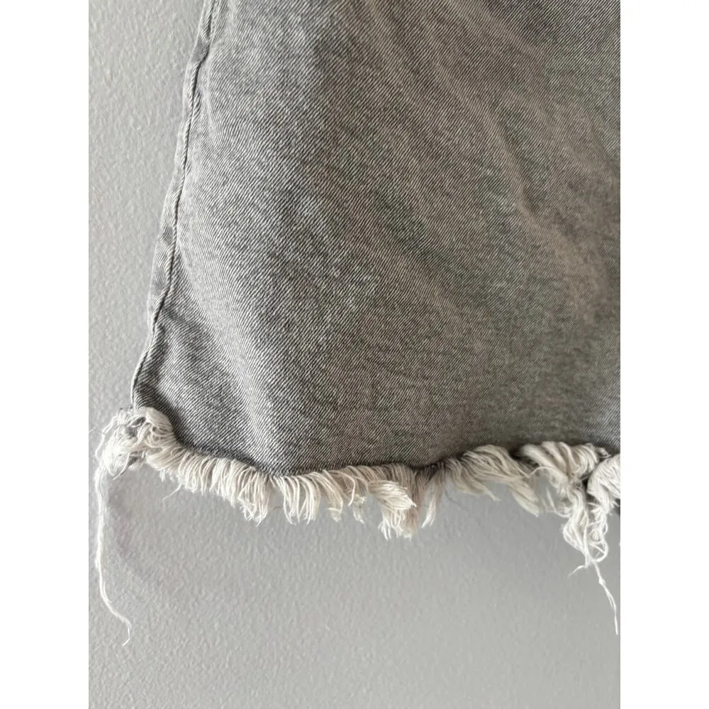 H&M Divided Womens Acid Wash Jean Shorts Size 8 Gray Raw Hem High Rise Festival - Image 2