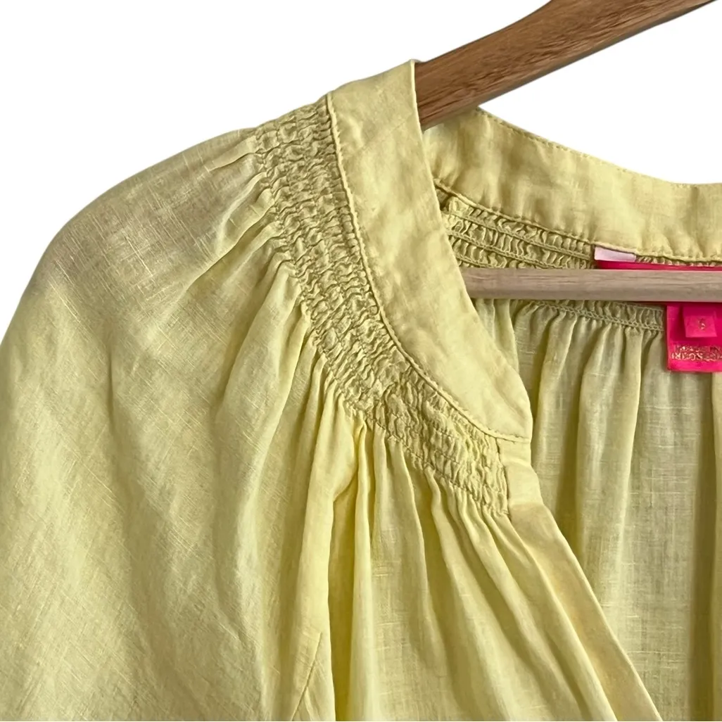 Lilly Pulitzer Womens Linen Peasant Top Size S Resort Preppy Beach Country Club - Image 4