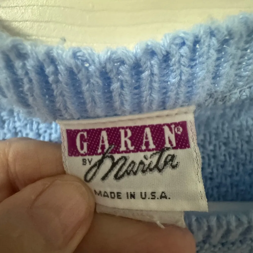 Chic Sky Blue Knit Sweater Size L - Image 3