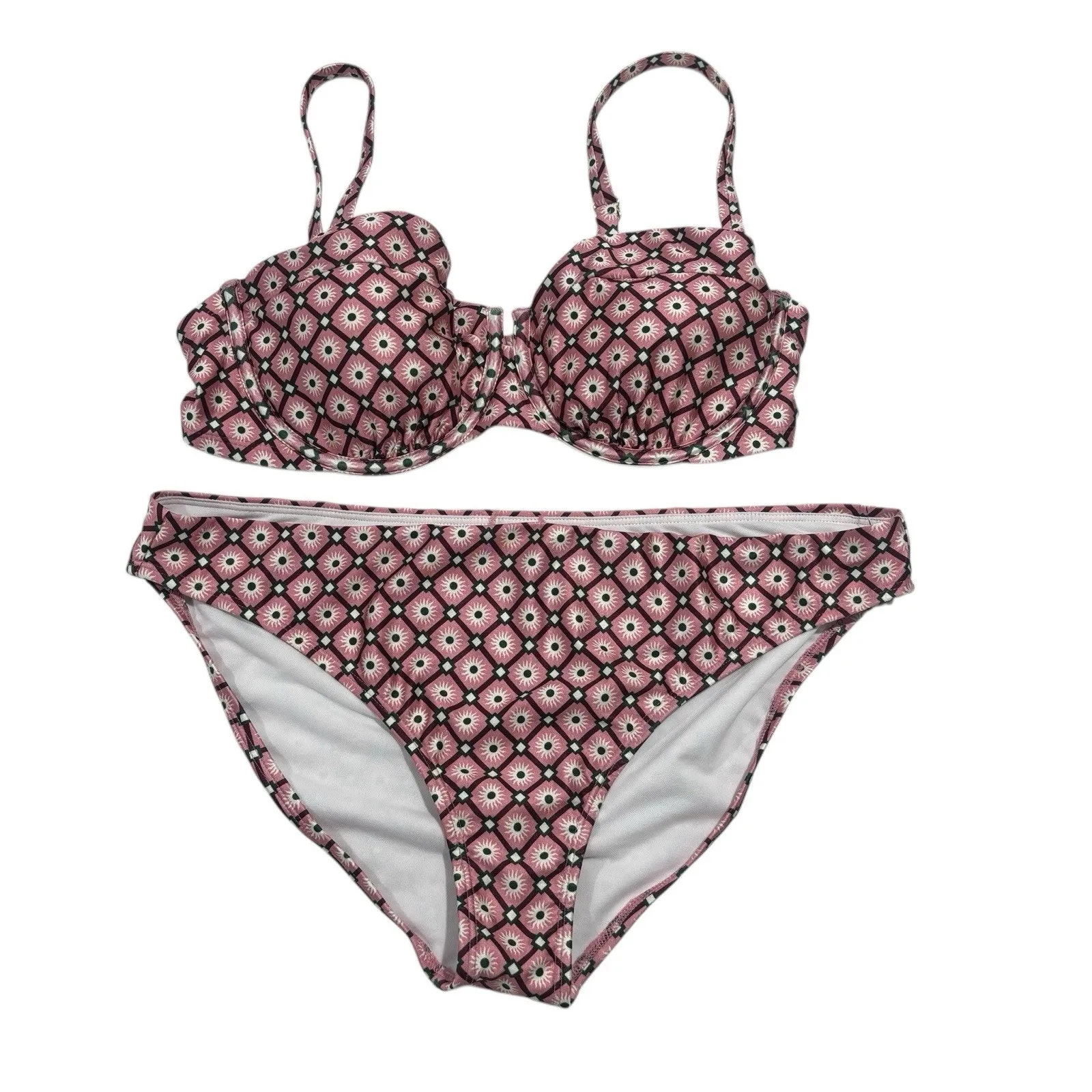 Shade & Shore Womens Geometric Print Underwire Medium Coverage Bikini Sz L/36DD - Image 2