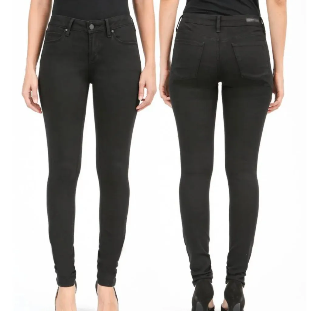 ARTICLES OF SOCIETY Mya Skinny Jeans Solid Black Mid Rise Full Length Stretch 27 - Image 2
