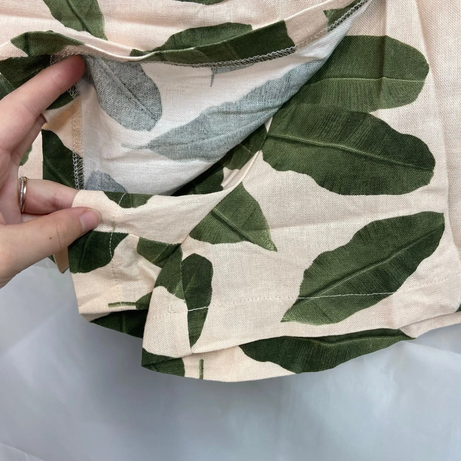 NEW Blue Rain women's linen blend leaf print zip skort skirt shorts casual large - Image 2