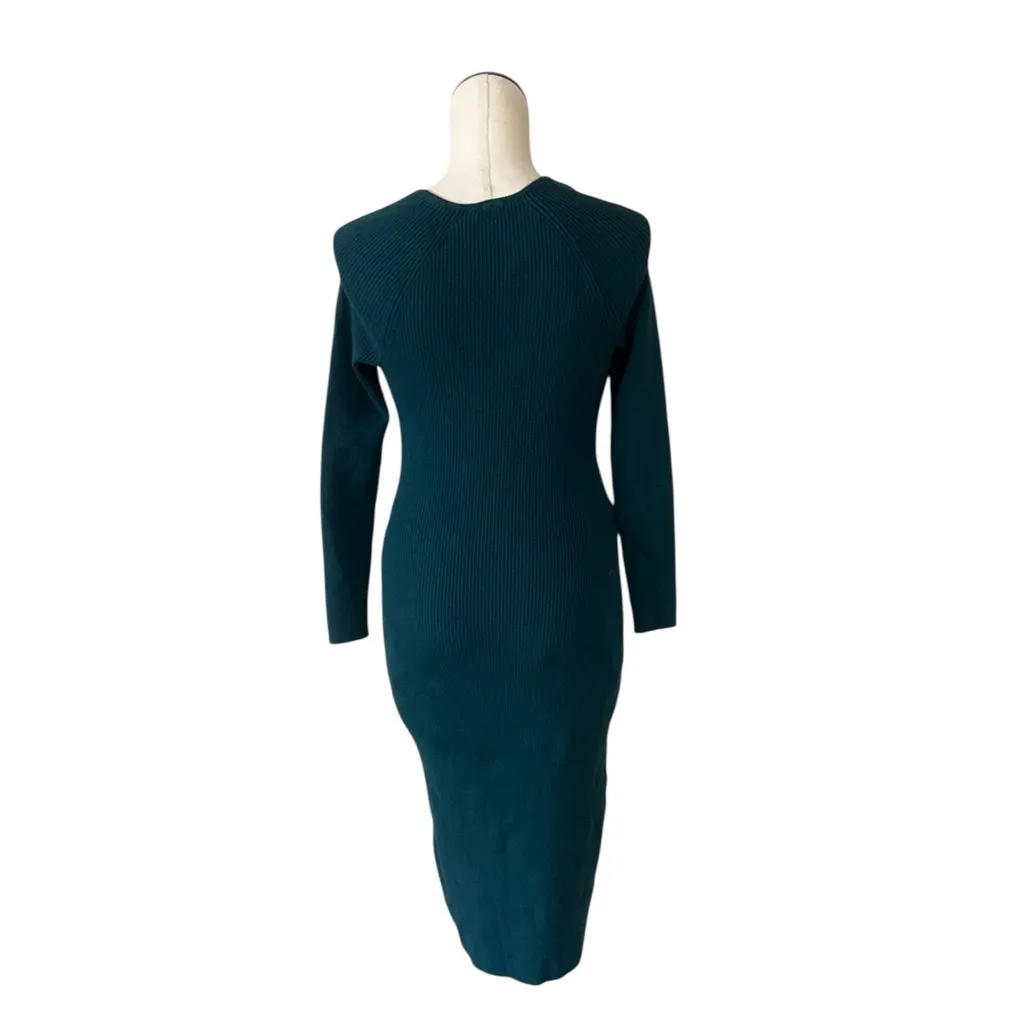 NWOT Abercrombie and Fitch Long Sleeve midi sweater cutout dress Teal - Image 7