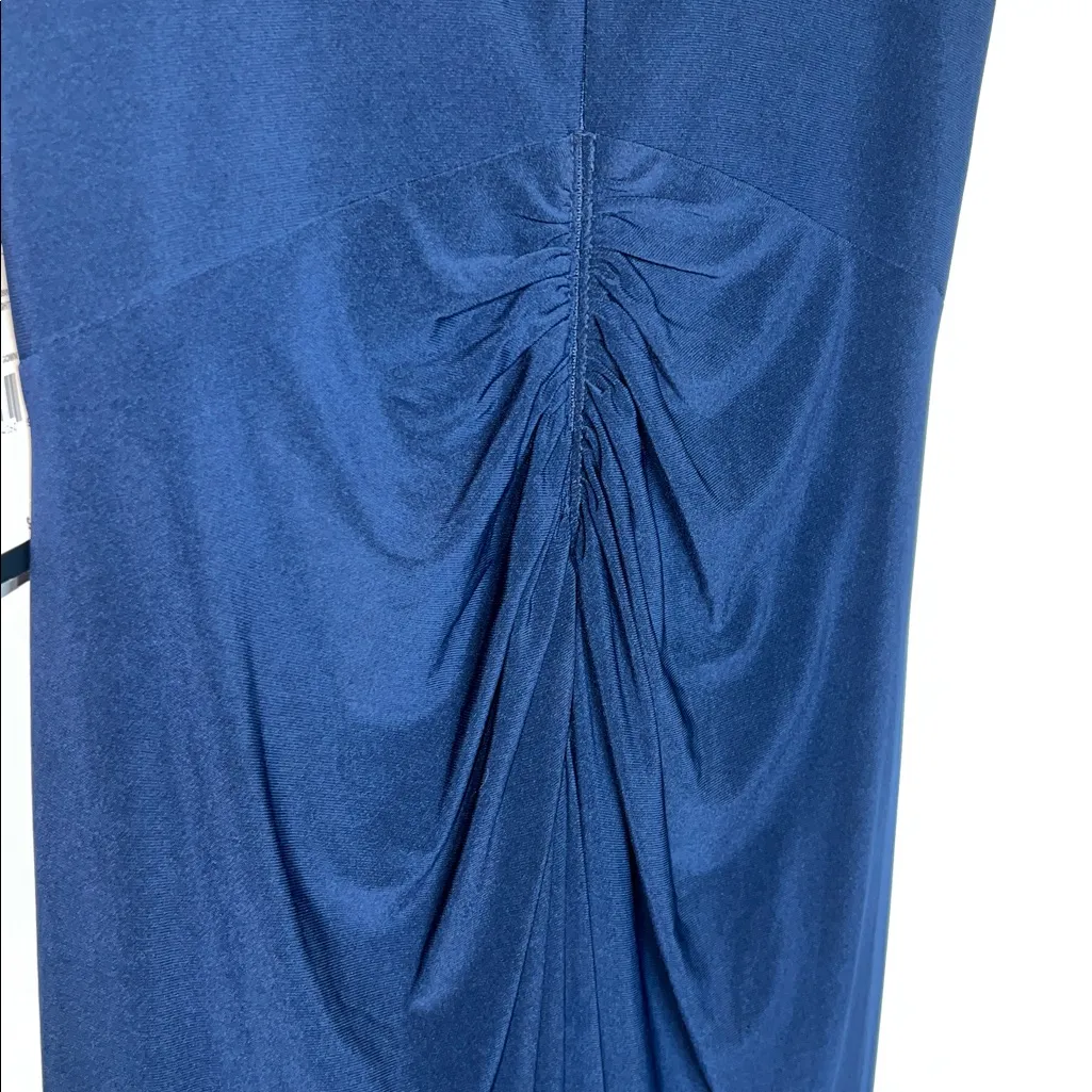 NWT Adrianna Papell Matte Jersey Twist Front Tuxedo Long Gown - Midnight - Image 6