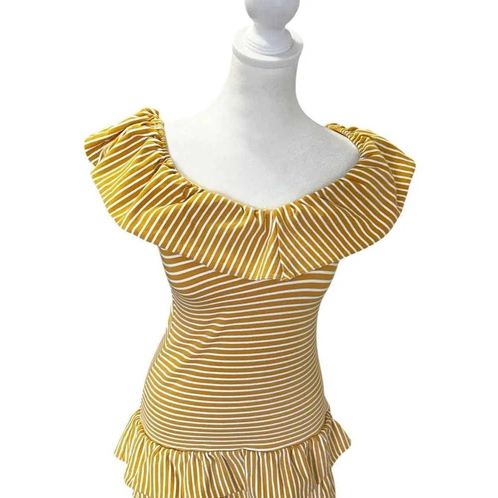 Saylor Tamanna Striped Ruffle Mini Dress XS - Image 3