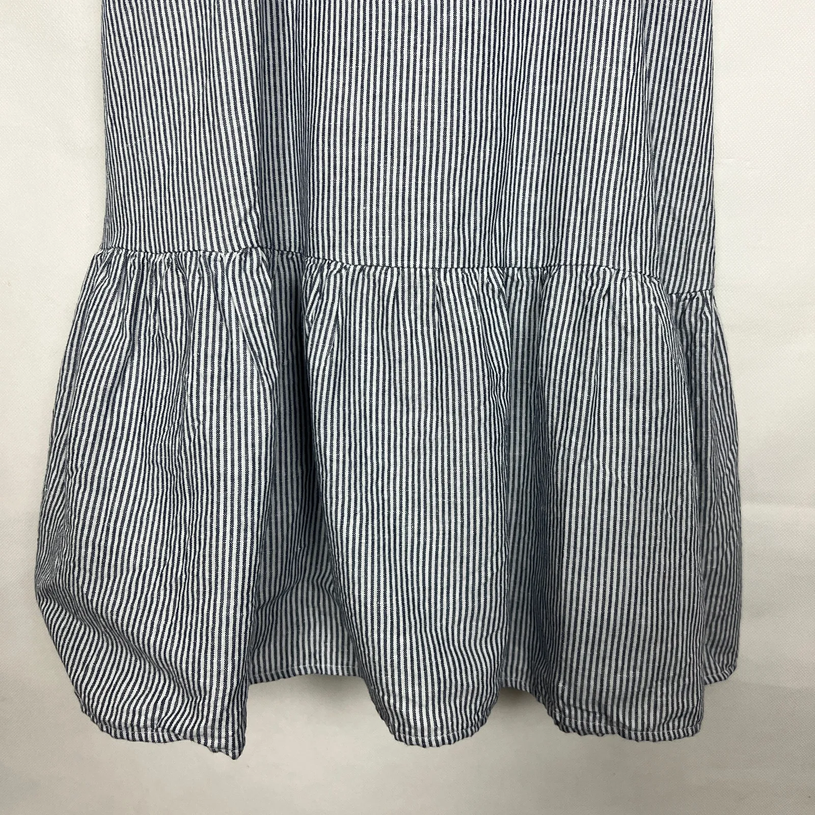 Gap Linen Cotton Striped Ruffle Sleeveless Dress 8 Petite Natural Breathable - Image 5