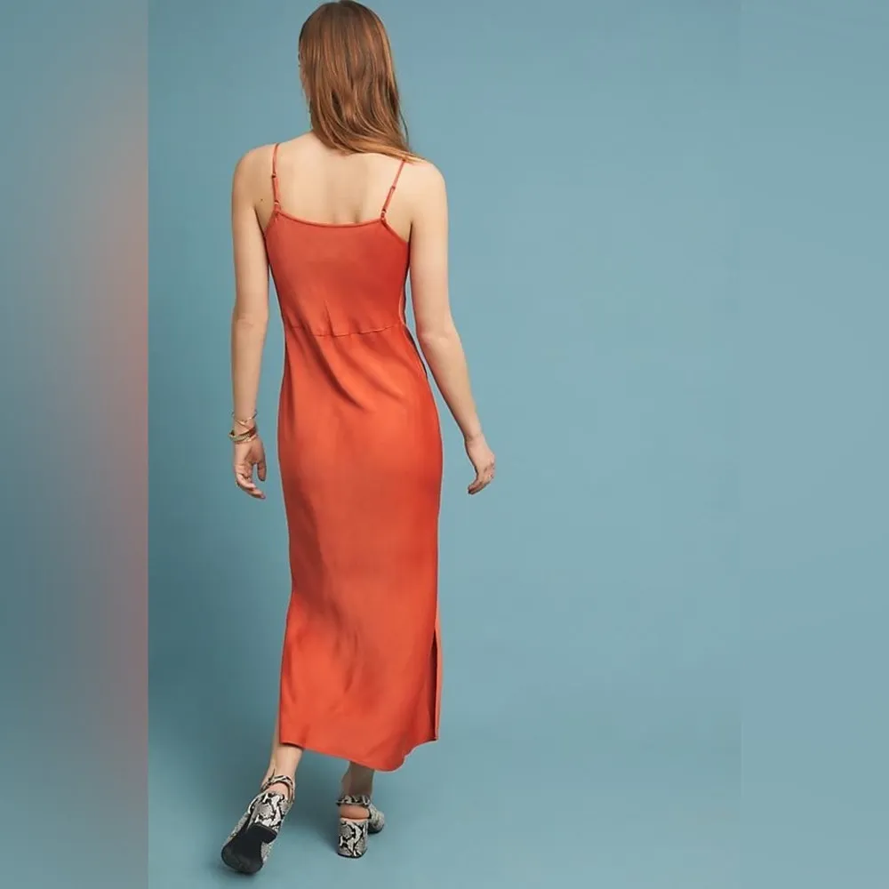 Anthropologie Bias Slip Dress in Orange Lyst Elegant Formal Cocktail Size XS - Image 2